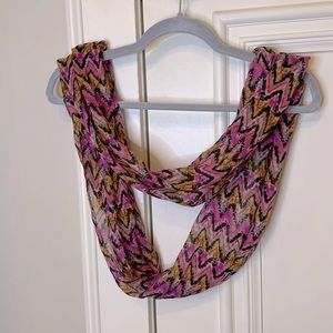 Women’s Vibrant Pink/Yellow/Black Sheer Poly Infinity Scarf